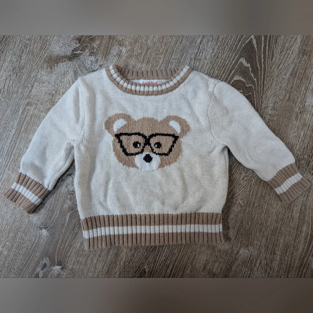 H&M + Cat & Jack Baby Teddy Bear Neutral Sweaters 100% Cotton Size 12 Months